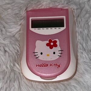Hello Kitty Pink Calculator with Auto Clock Scratched Not tested As is